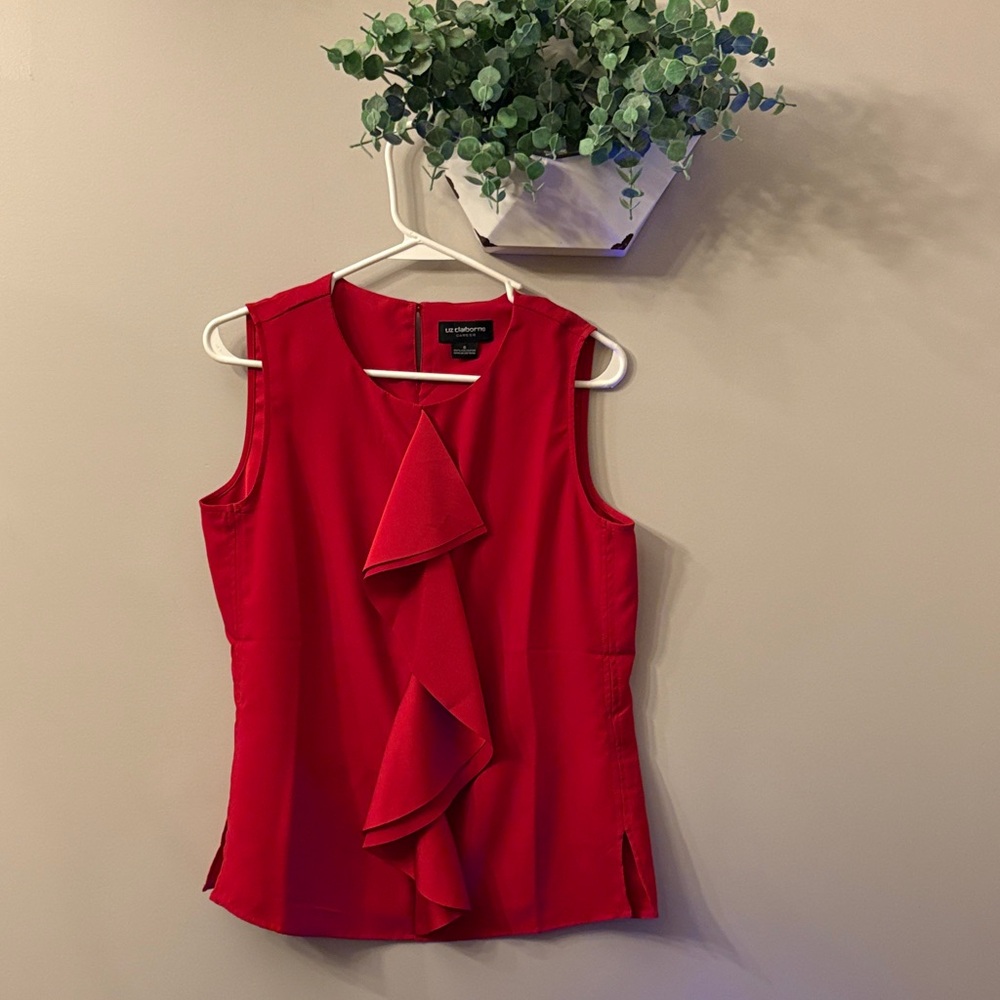 Vibrant Red Sleeveless Blouse